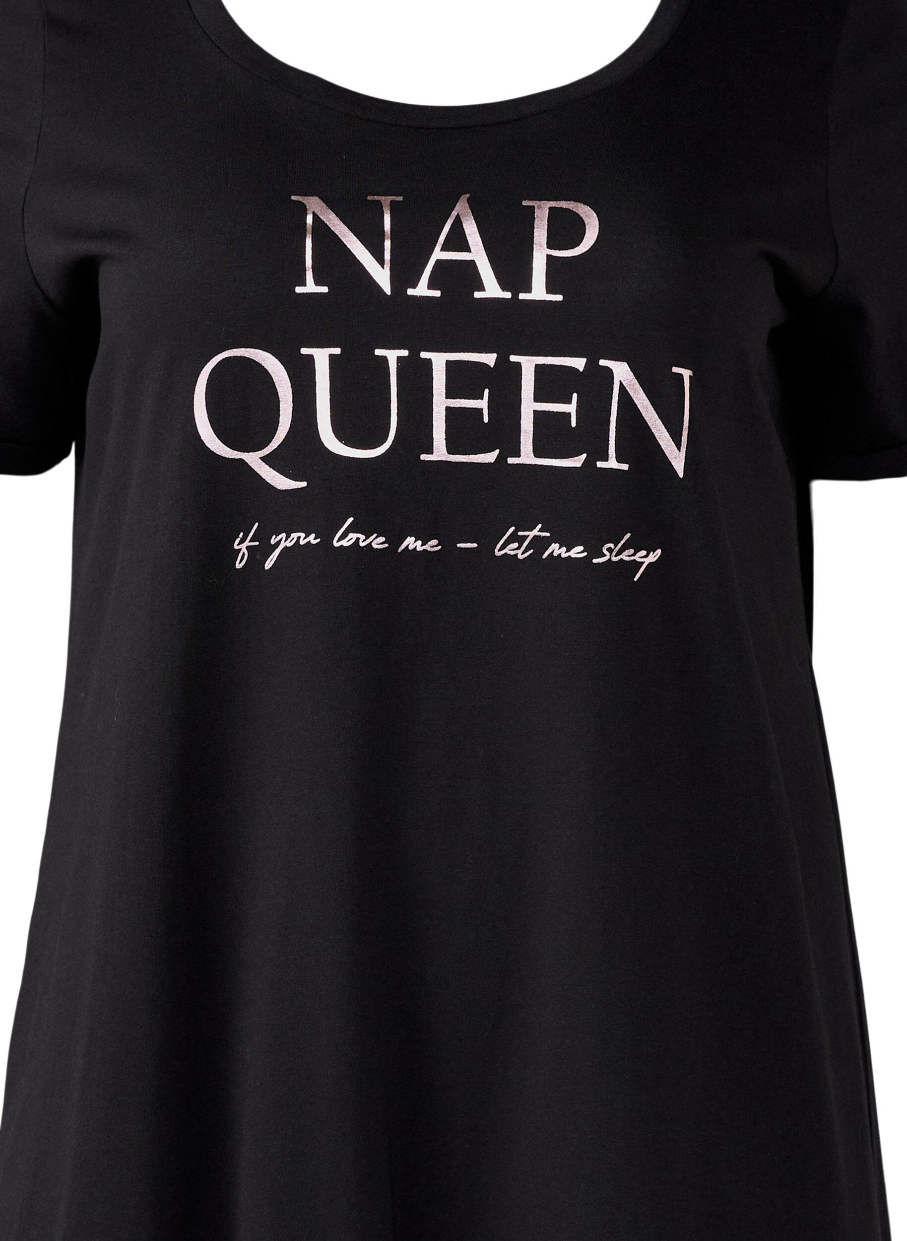 Zizzi Chemise de nuit &agrave; manches courtes en coton biologique, Noir, Packshot image number 2