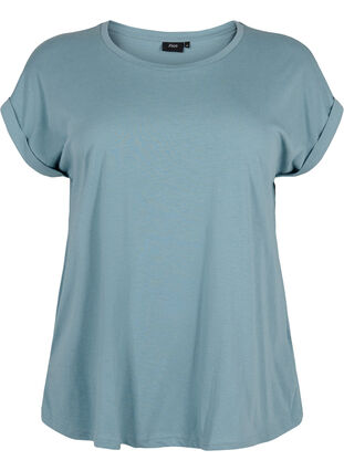 T-shirt à manches courtes en mélange de coton, Smoke Blue, Packshot image number 0