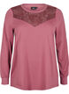 Sweatshirt avec ornements en dentelle, Rose Brown, Packshot image number 0