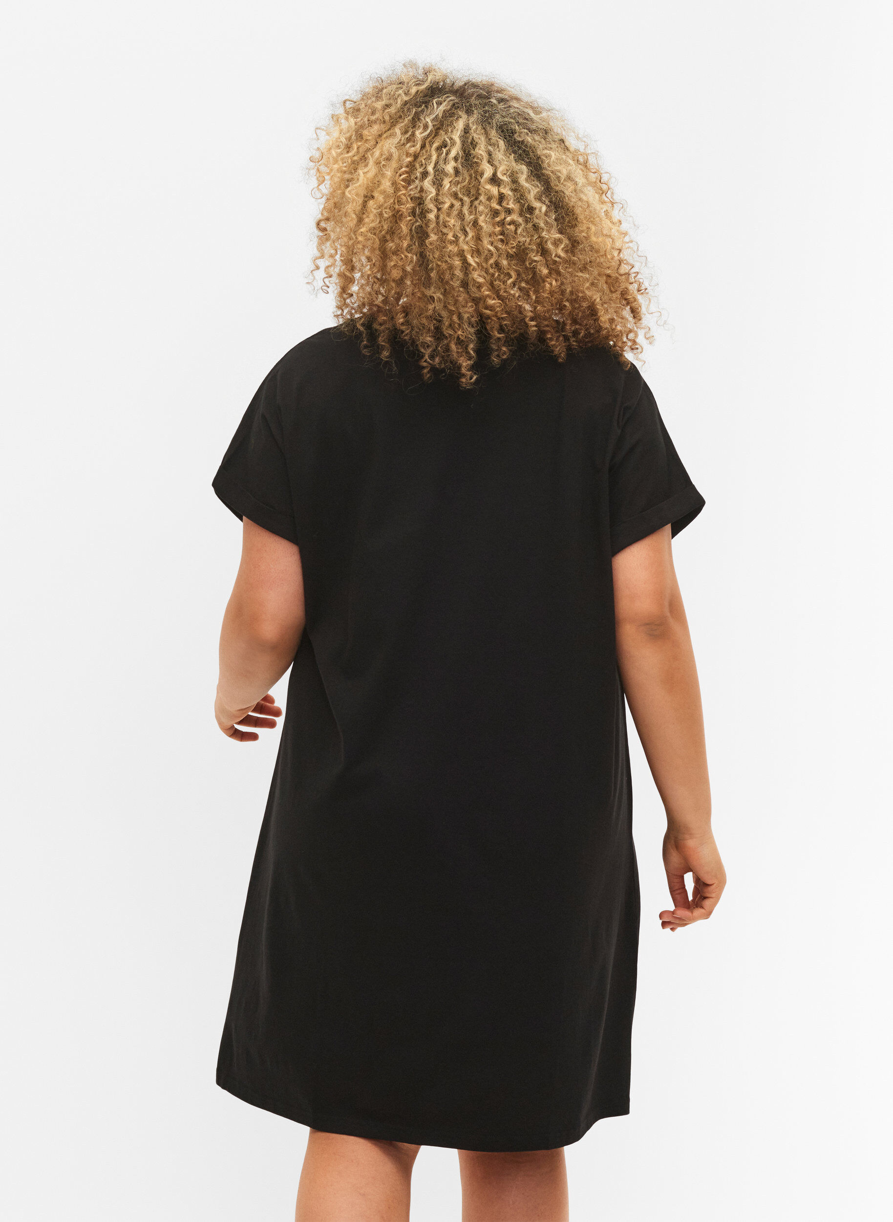 Zizzi Robe en coton &agrave; manches courtes (2-pack), Black/Black, Model image number 1