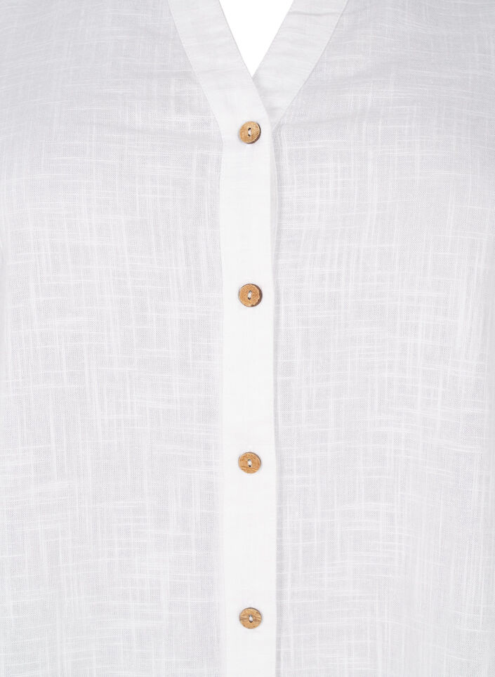 Chemisier en coton avec un col en V, Blanc, Packshot image number 2