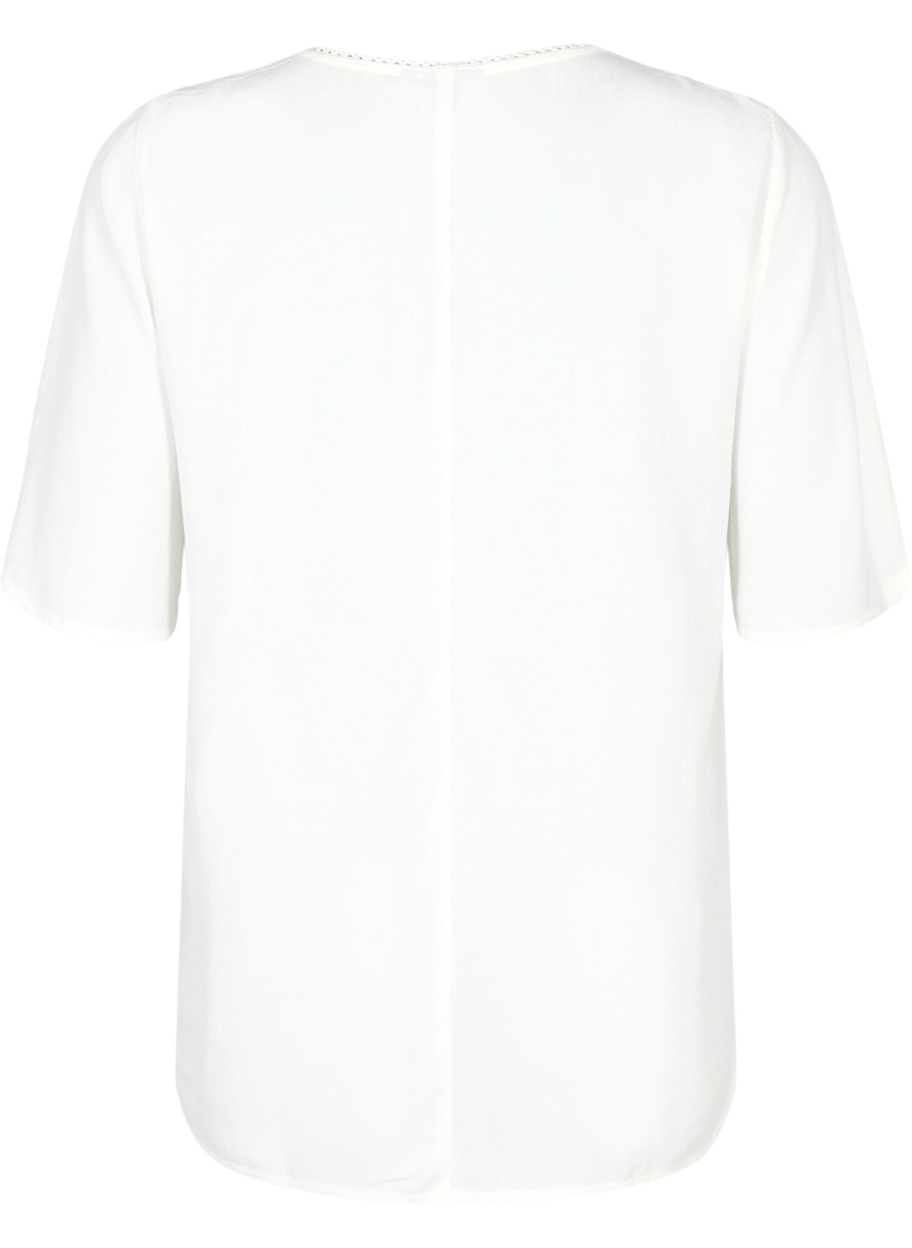 Zizzi Blouse en viscose &agrave; manches mi-longues et d&eacute;tail brod&eacute;, Snow White, Packshot image number 1