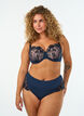 Soutien-gorge moul&eacute; avec broderies florales et d&eacute;tails drap&eacute;s, Bleu, Model image number 1