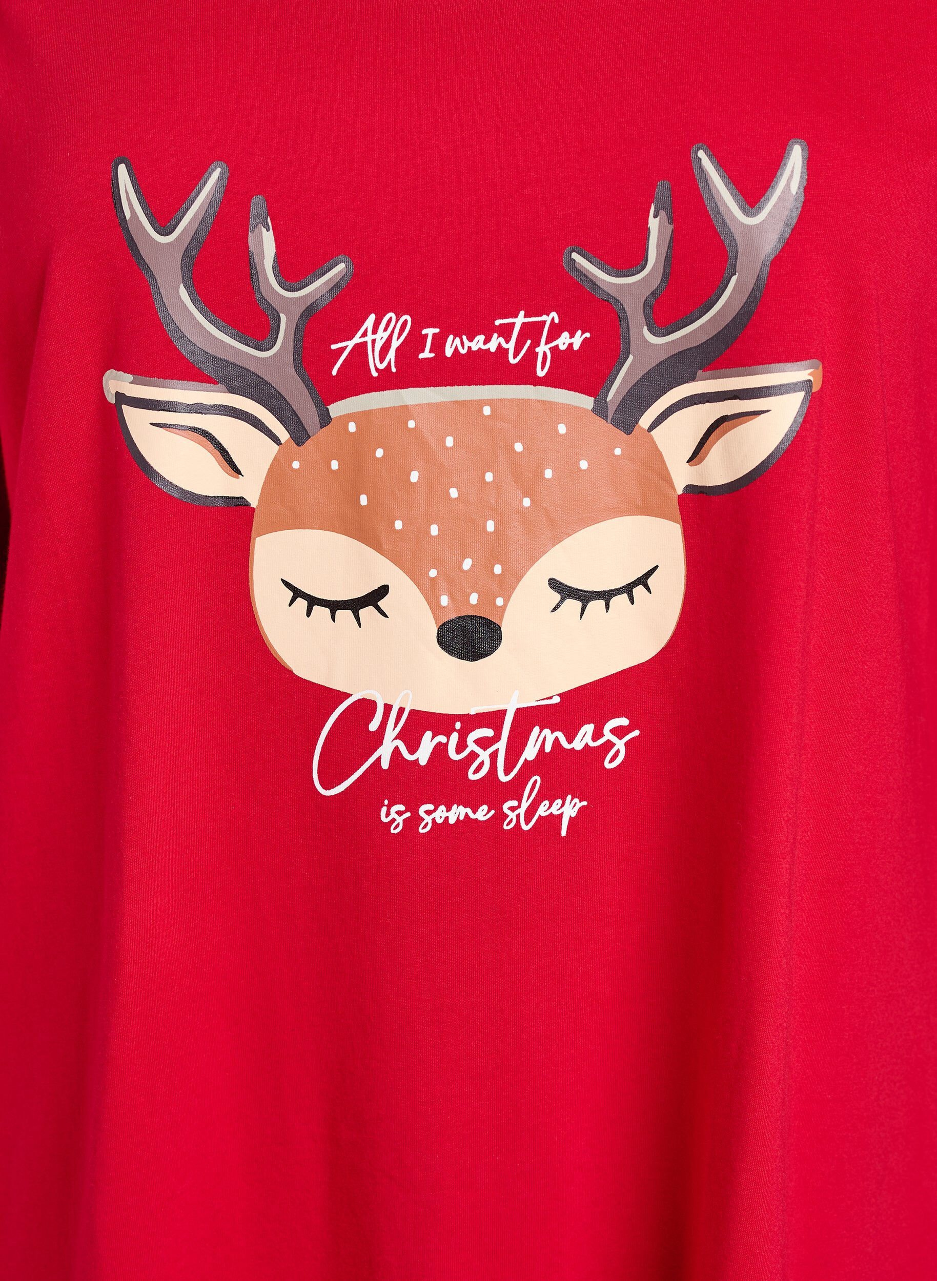 ZizziChemise de nuit en coton bio avec motif de No&euml;l, Rouge, Packshot image number 2