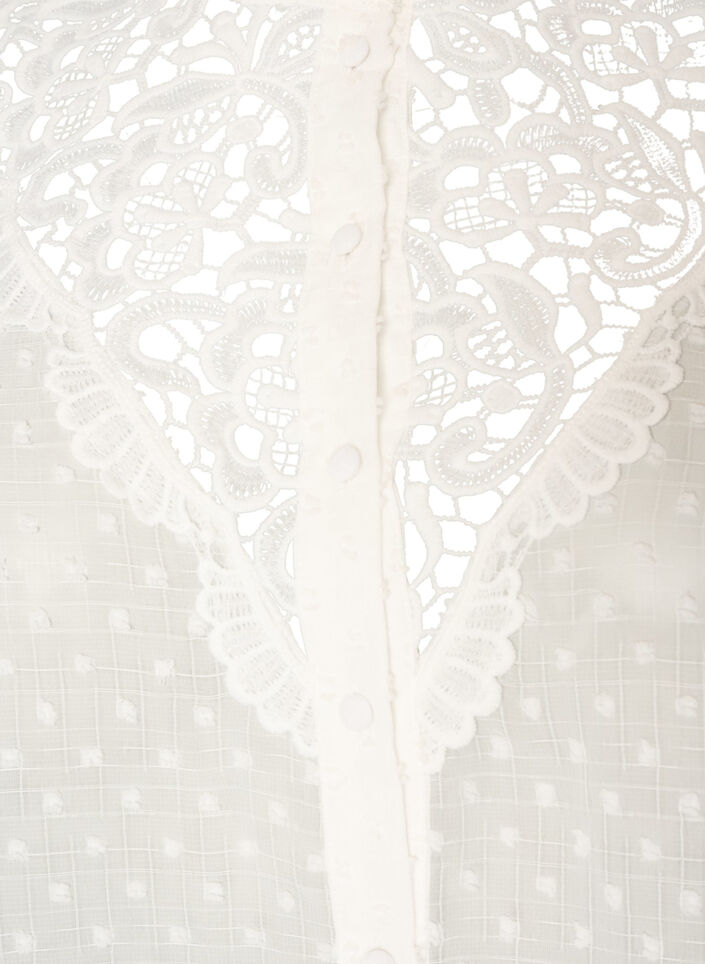 Chemisier avec empi&egrave;cement en dentelle et motif &agrave; pois, Vanille, Packshot image number 2