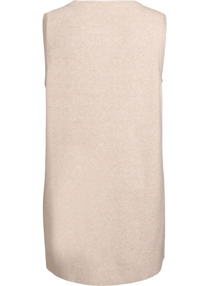 Robe courte en maille sans manches, Beige, Packshot image number 1