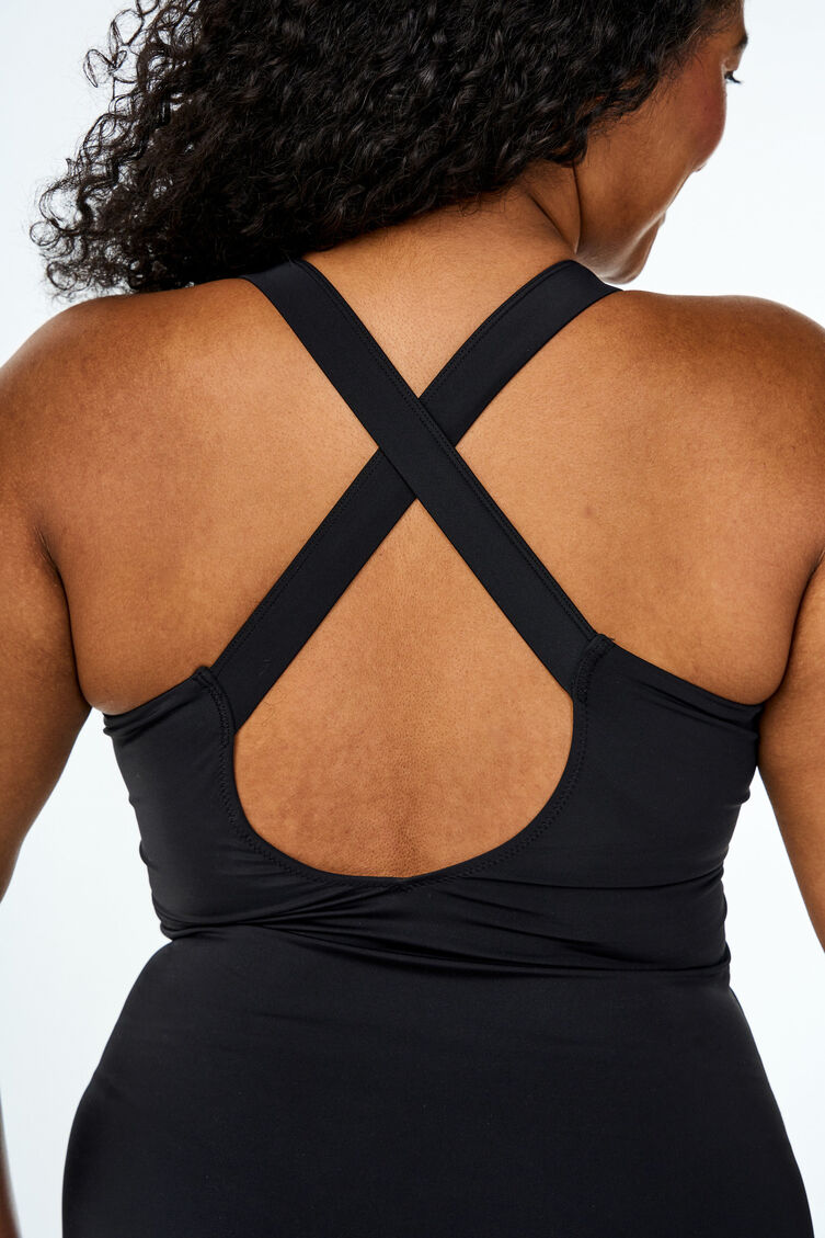 Maillot de bain à bretelles croisées, Noir, Model image number 2