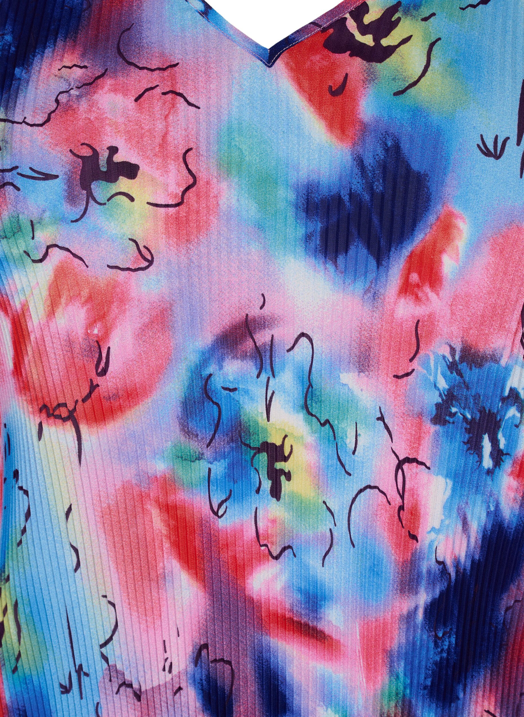 Zizzi Blouse pliss&eacute;e &agrave; manches 3/4, Lavender Space AOP, Packshot image number 2