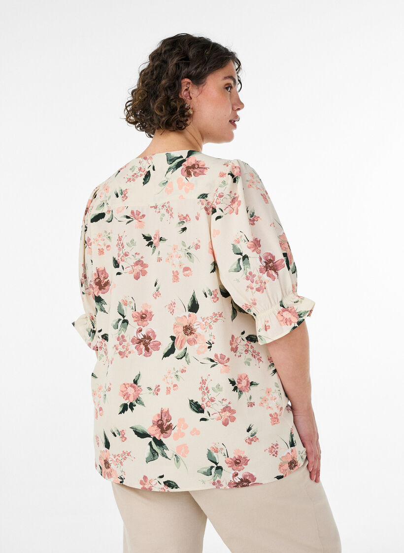 Chemisier &agrave; manches 1/2, Rose poudr&eacute;e, Model image number 2