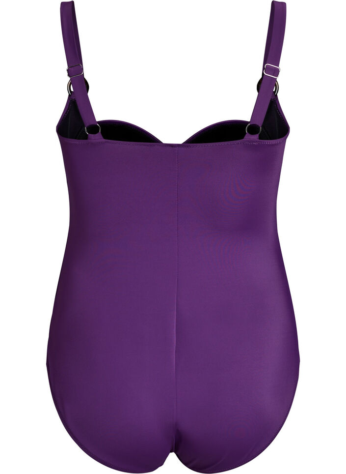 Maillot de bain drap&eacute; avec bonnets rembourr&eacute;s, Violet, Packshot image number 1