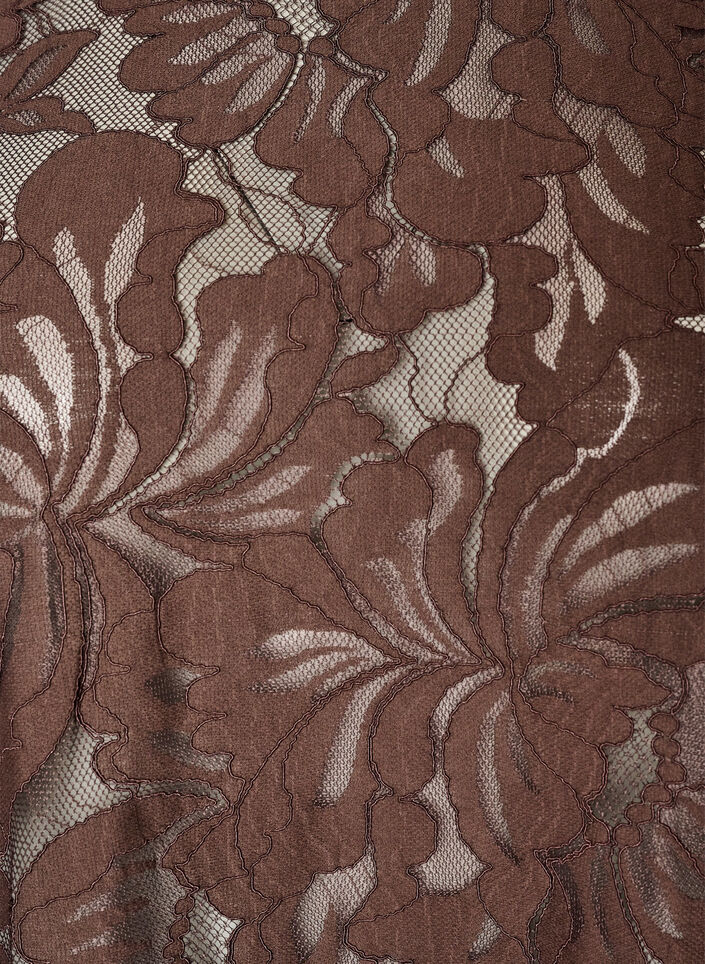 Blouse en dentelle avec manches courtes, Marron, Packshot image number 2