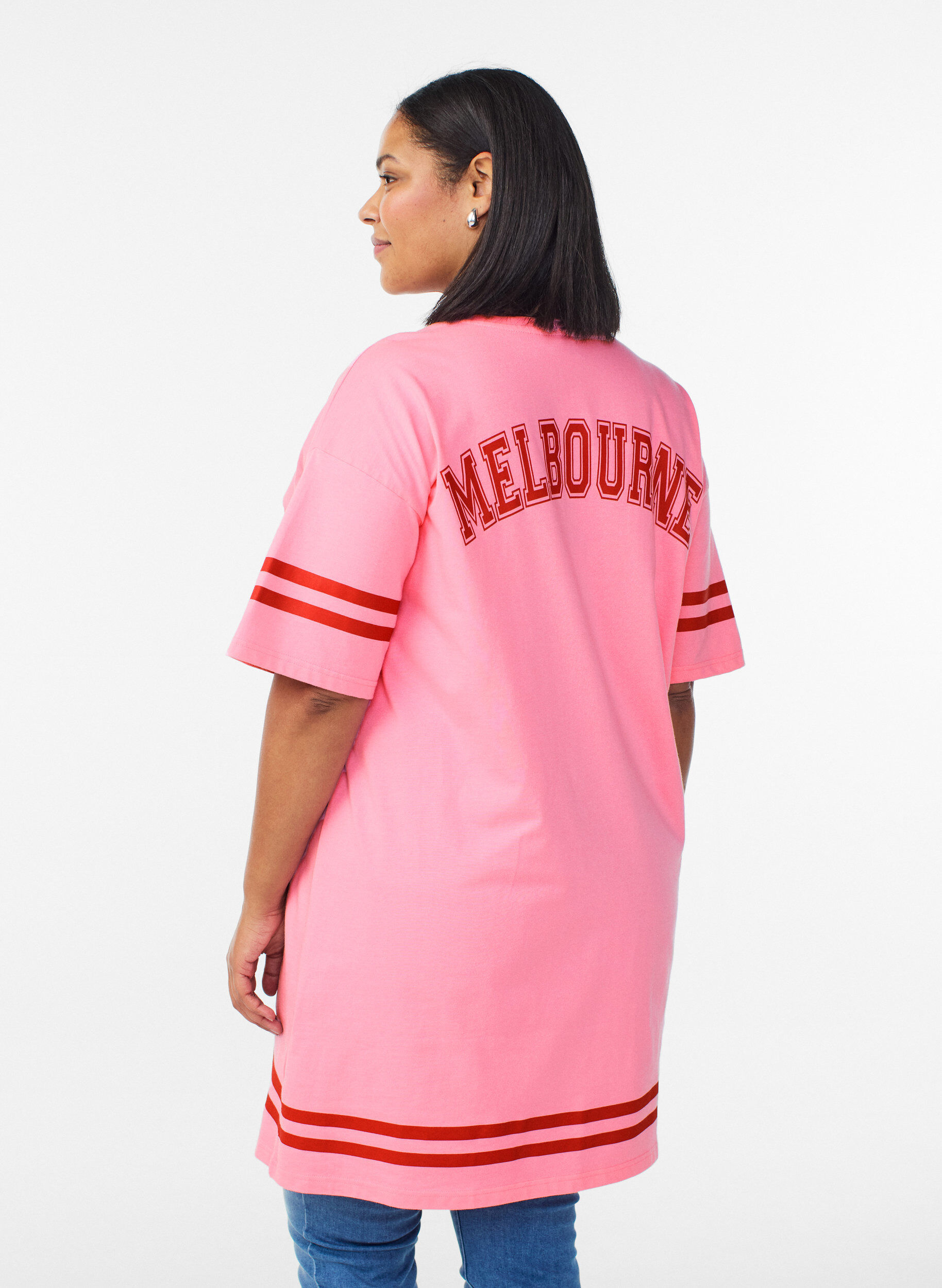 ZizziRobe T-shirt courte avec d&eacute;tails sportifs, Rose, Model image number 2