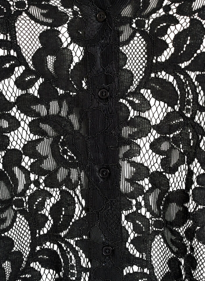 Blouse en dentelle &agrave; manches courtes et col V, Noir, Packshot image number 2