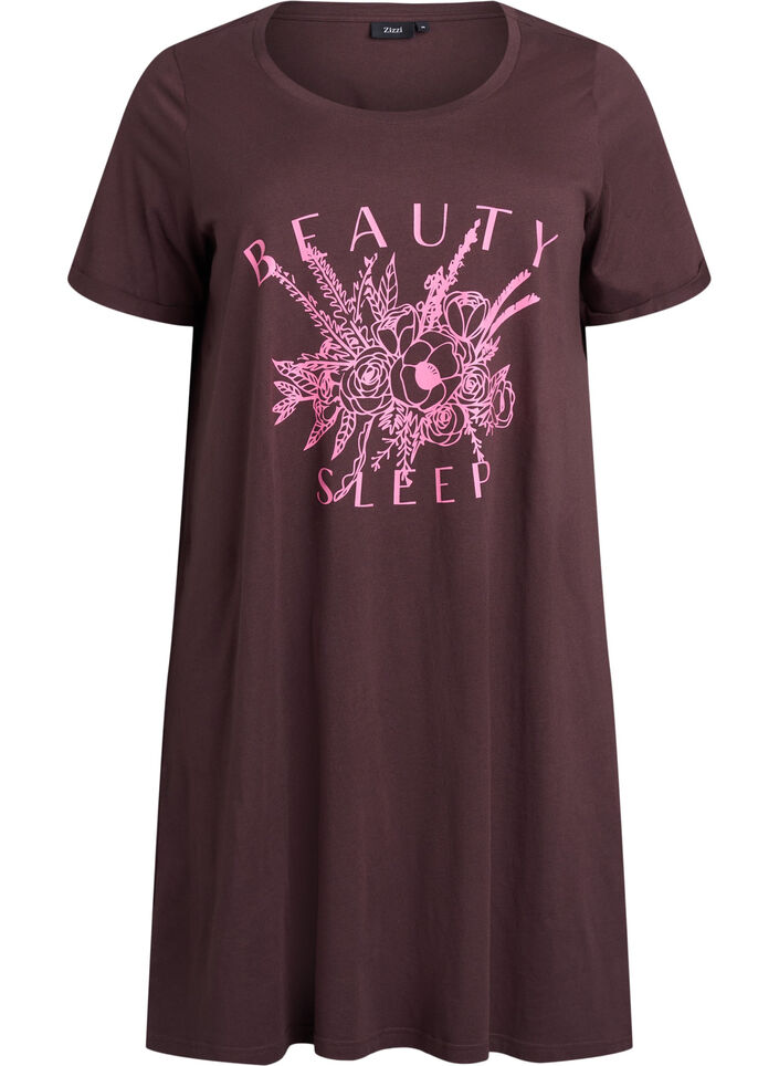 Chemise de nuit &agrave; manches courtes en coton biologique, Marron, Packshot image number 0