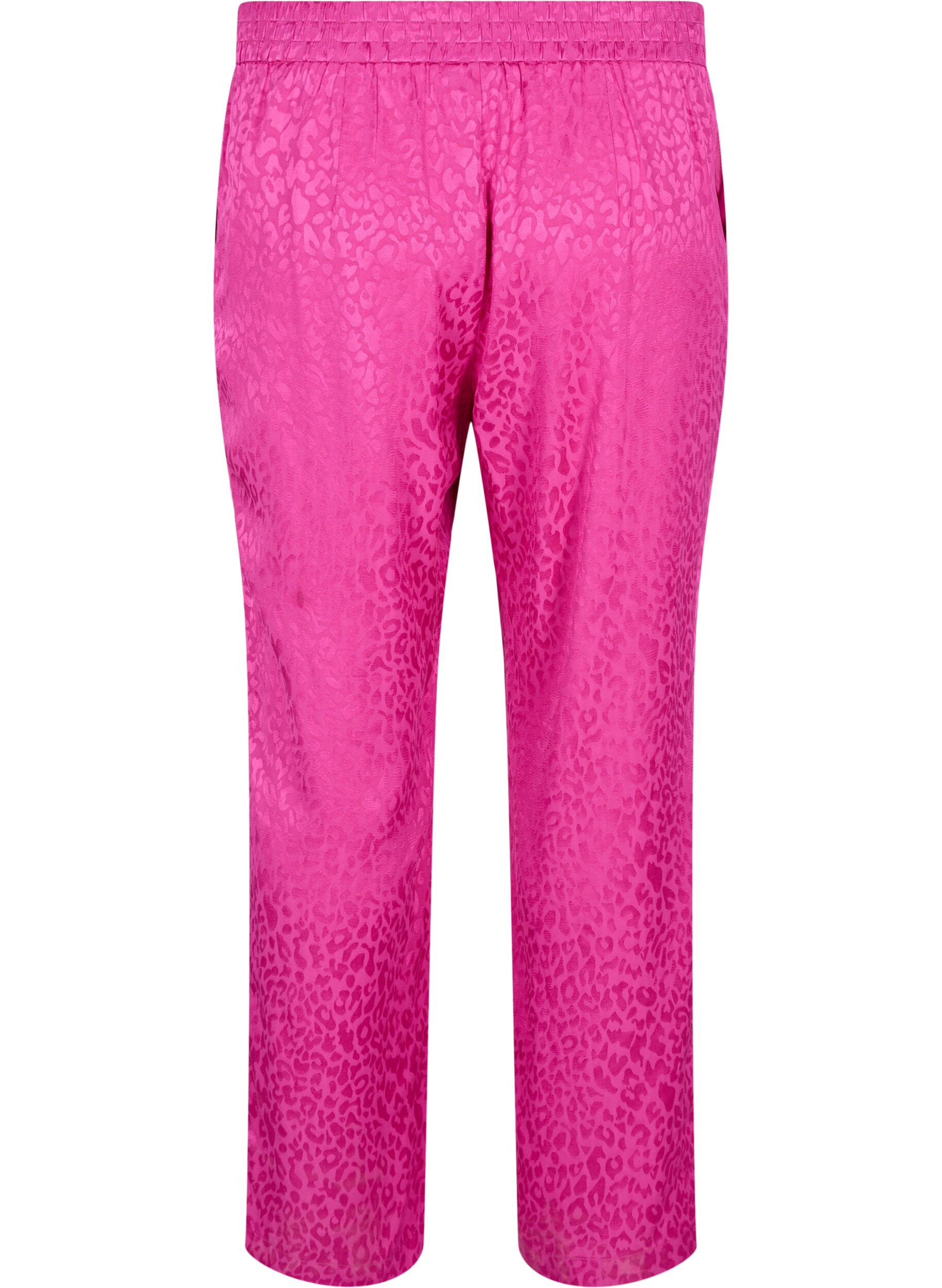 Zizzi Pantalon en jacquard de viscose ton sur ton, Rose Violet, Packshot image number 1