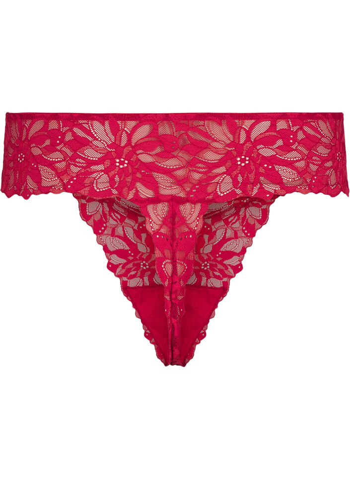 String en dentelle à taille régulière, Rouge, Packshot image number 1