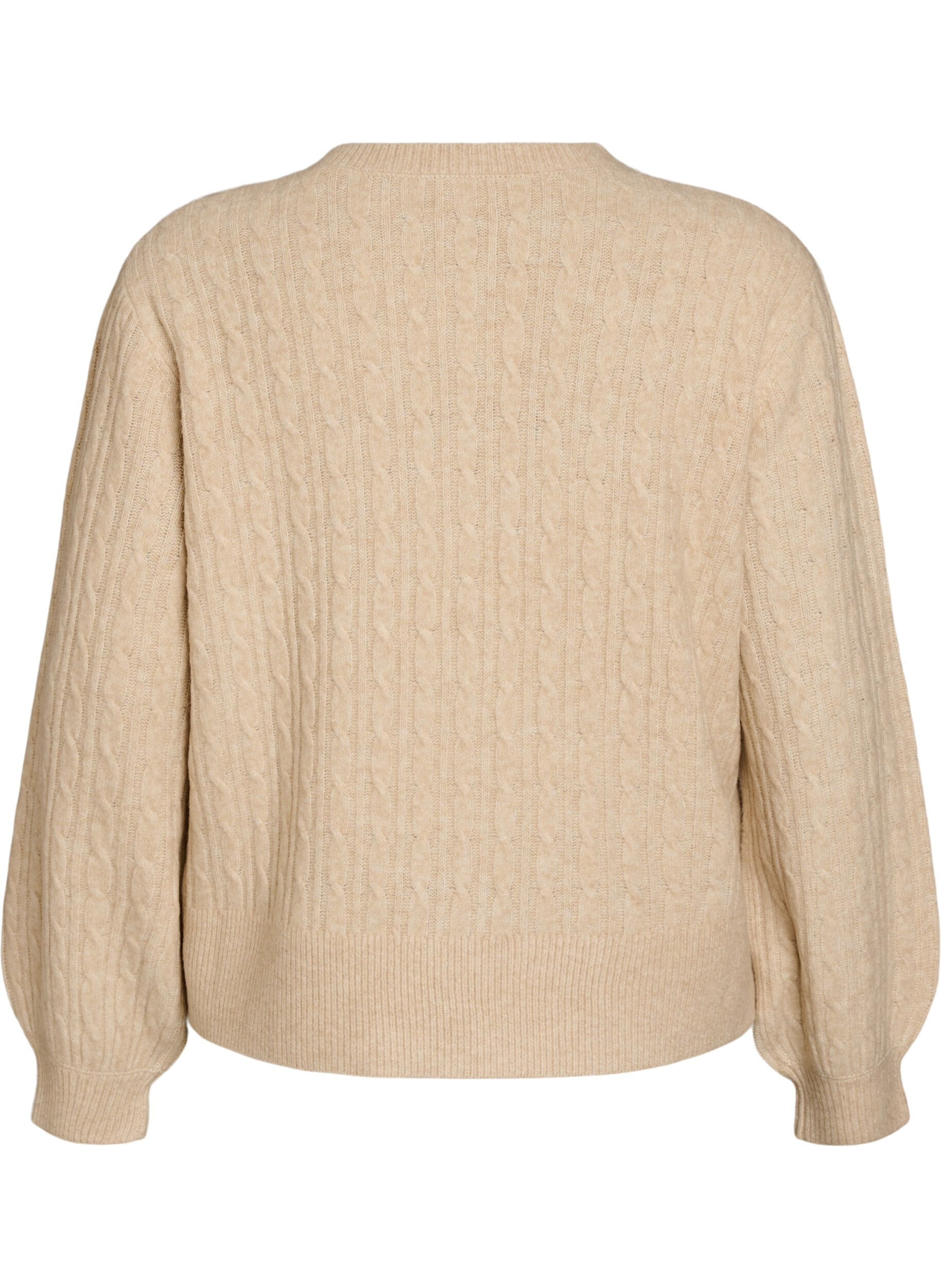 ZizziCardigan en maille torsad&eacute;e avec boutons nacr&eacute;s, Beige, Packshot image number 1