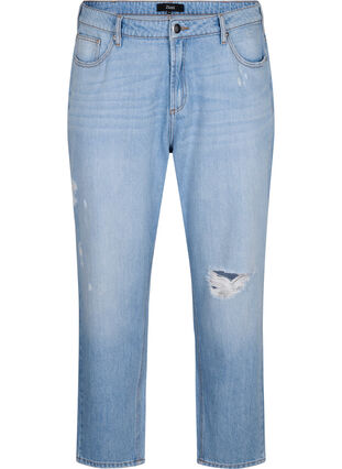 Jeans Mille coupe momfit avec déchirures, Light Blue, Packshot image number 0