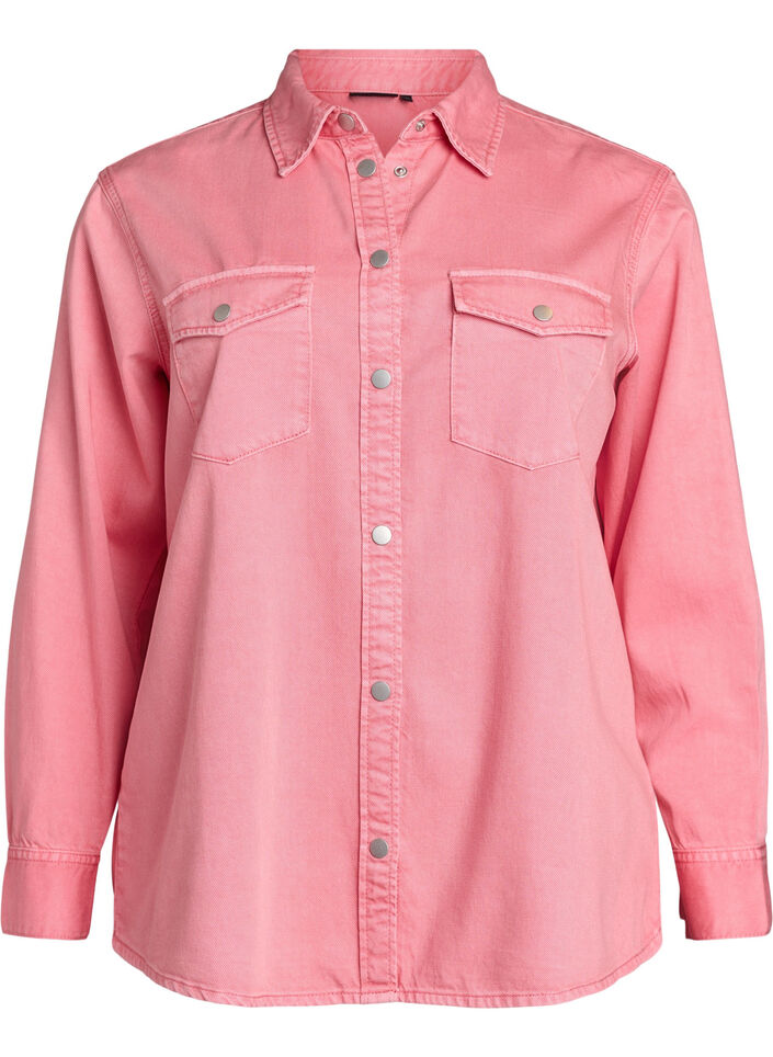Chemise en jean avec poches de poitrine, Rose, Packshot image number 0