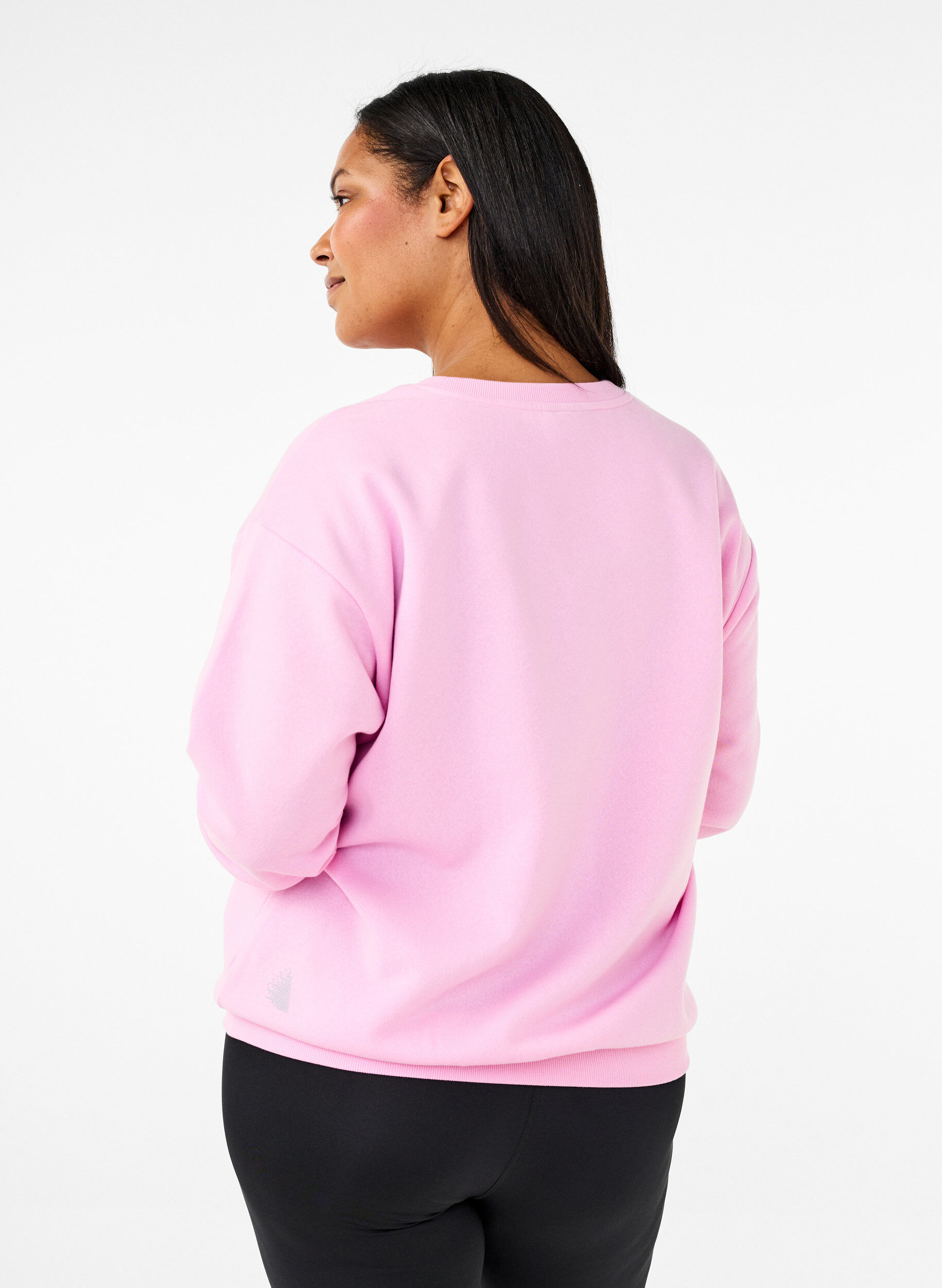 Zizzi Sweat-shirt avec texte en tissu-&eacute;ponge, Rose, Model image number 2