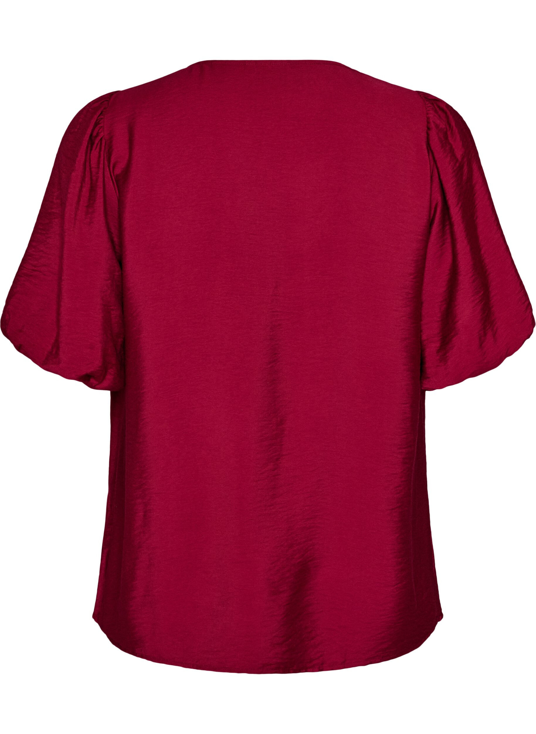 ZizziBlouse avec manches ballon et col en V, Bordeaux, Packshot image number 1