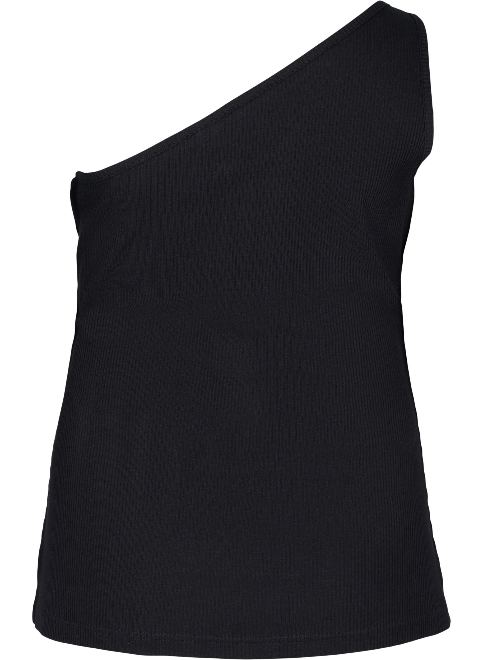 Zizzi Top asym&eacute;trique en coton, Black, Packshot image number 1