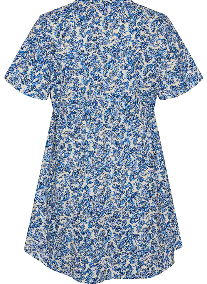 Robe courte en coton &agrave; imprim&eacute; floral, Bleu, Packshot image number 1