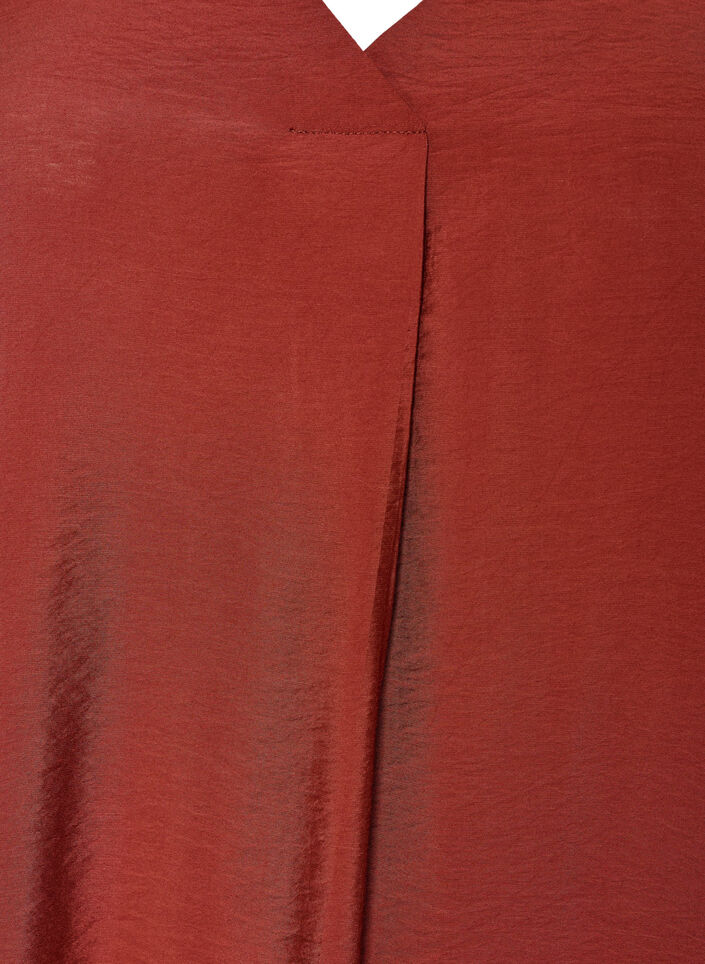 Robe &agrave; col en V en viscose, Bordeaux, Packshot image number 2