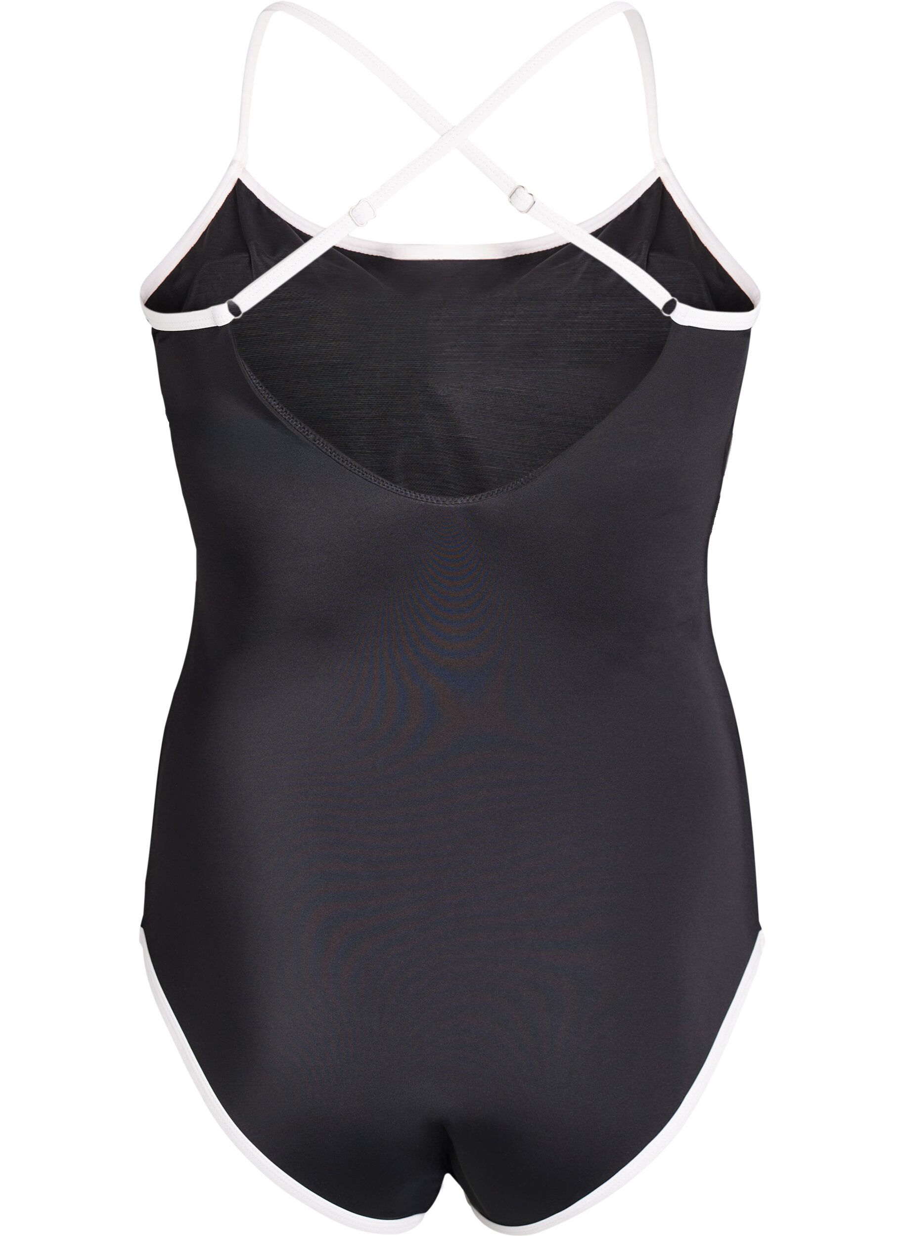 ZizziMaillot de bain de sport avec ganse contrastante et bretelles crois&eacute;es, Noir, Packshot image number 1