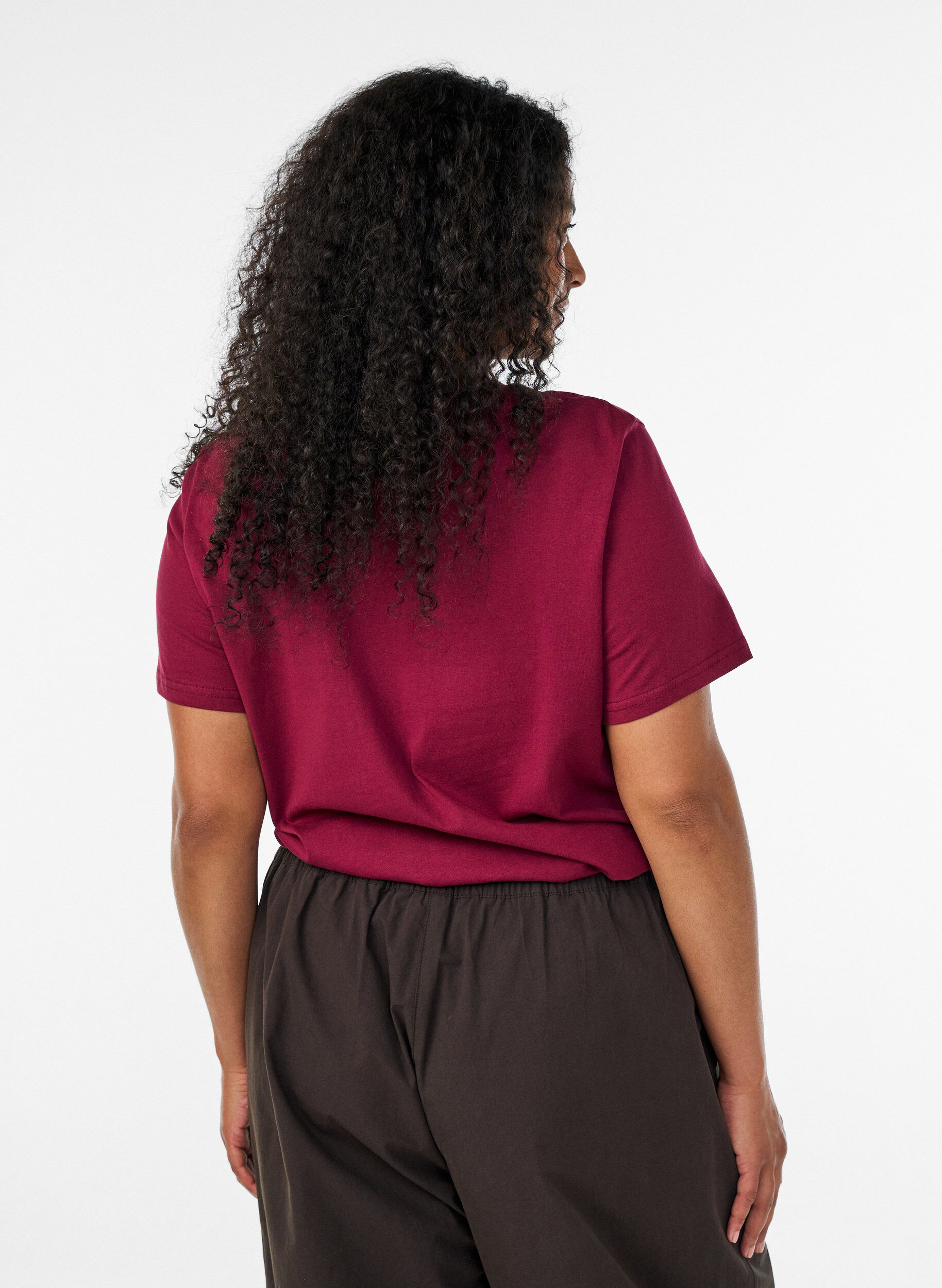 ZizziT-shirt basique en coton &agrave; col rond, Rouge, Model image number 2