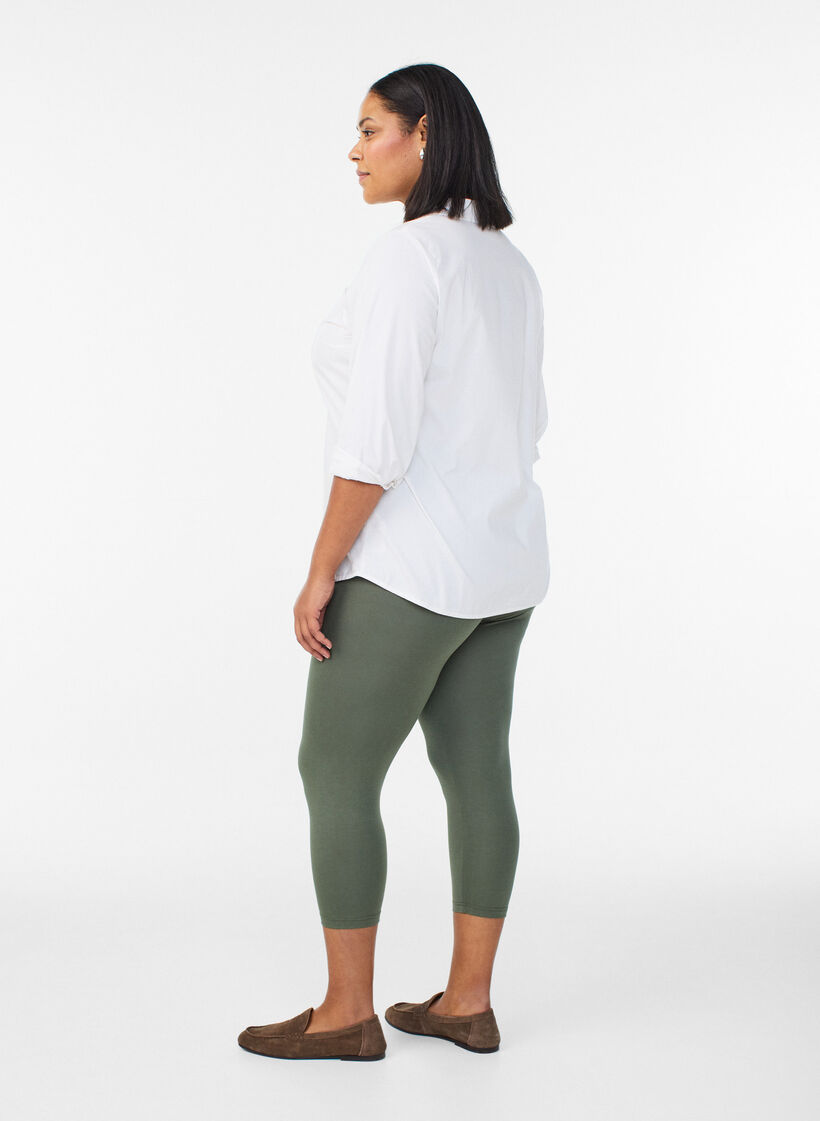 Leggings basiques longueur 3/4 en viscose, Vert, Model image number 2