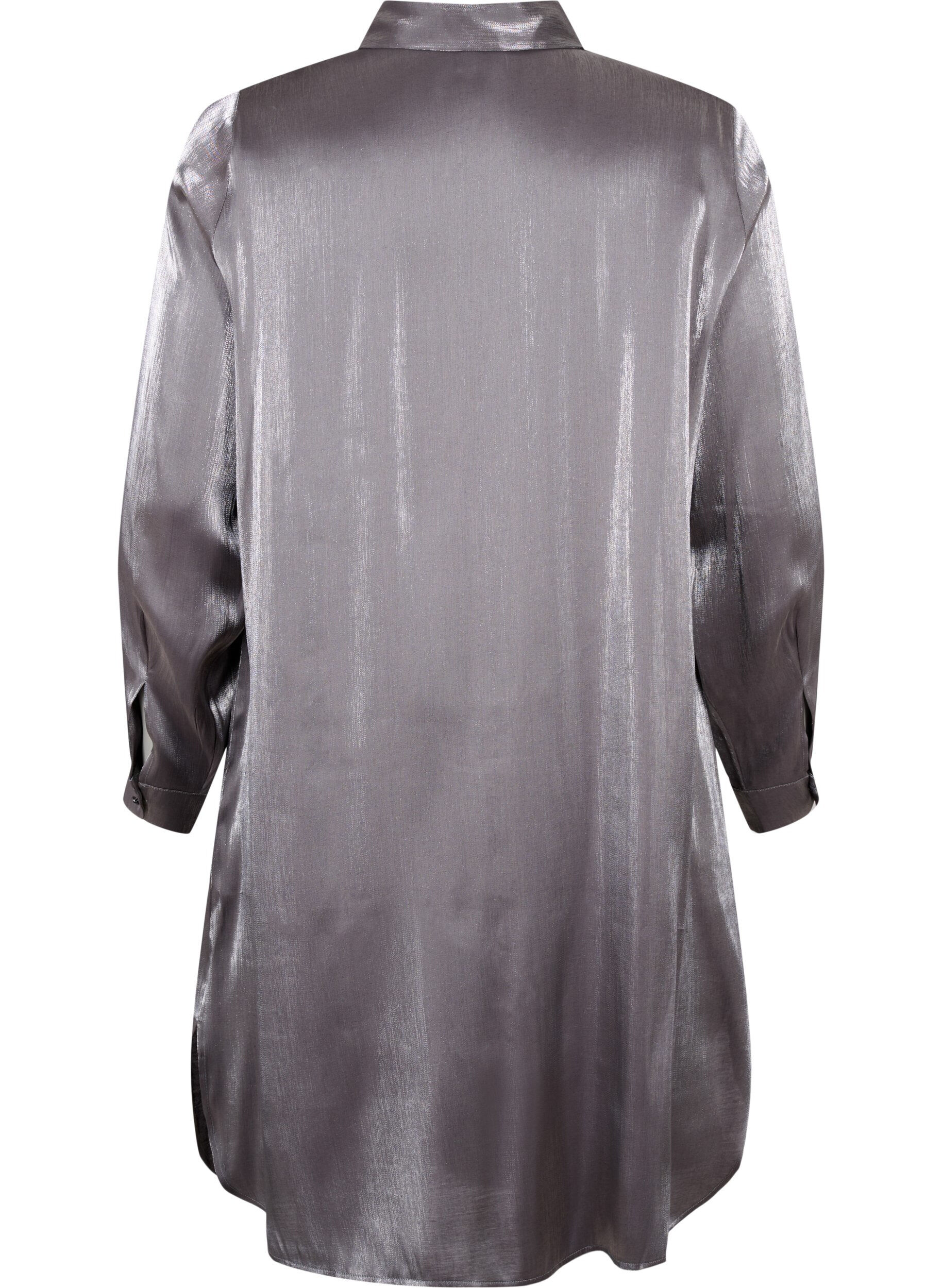 Zizzi Chemise longue de couleur argent&eacute;e, Dark Silver, Packshot image number 1