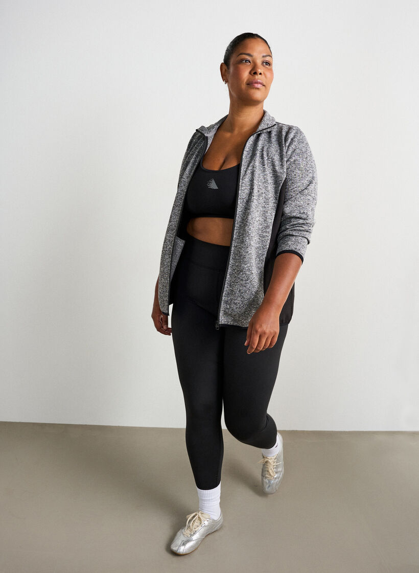 Cardigan d'entra&icirc;nement avec empi&egrave;cements contrastants et col montant, Gris anthracite, Model image number 1