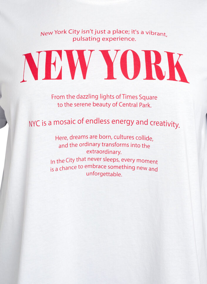 T-shirt avec imprimé de texte et col rond, Blanc, Packshot image number 2