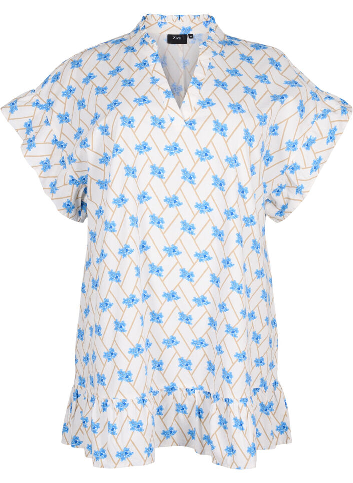 Tunique motif floral en coton, Snow White Flower, Packshot image number 0