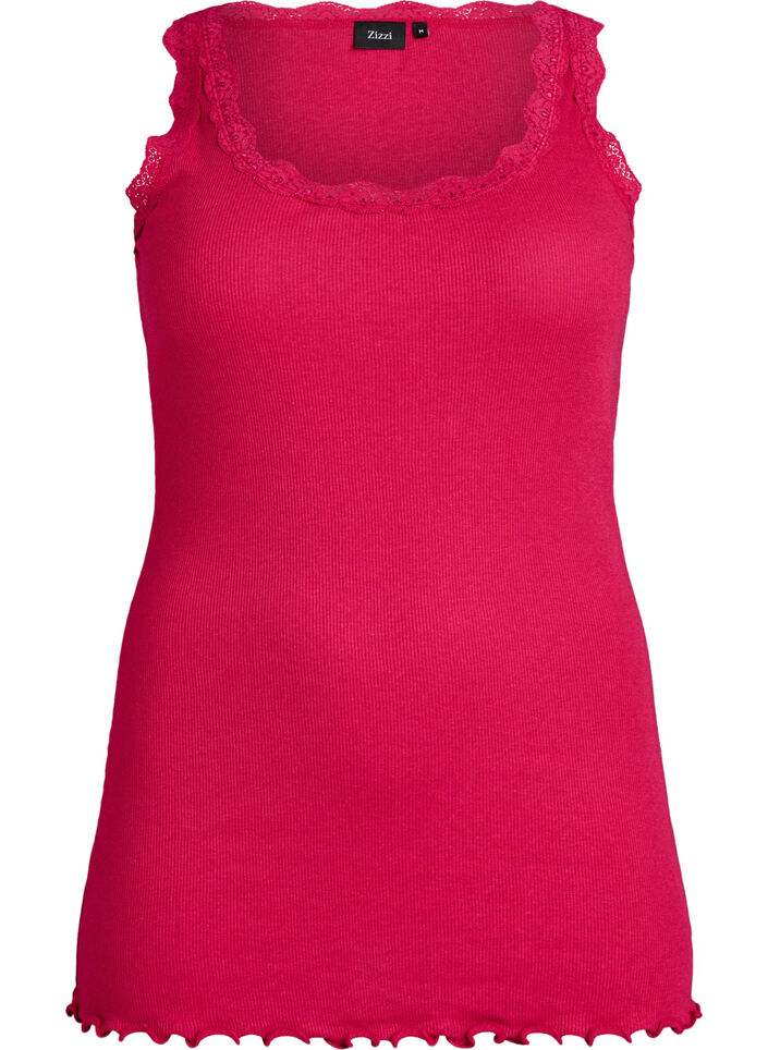 Haut avec bordure en dentelle, Rose, Packshot image number 0