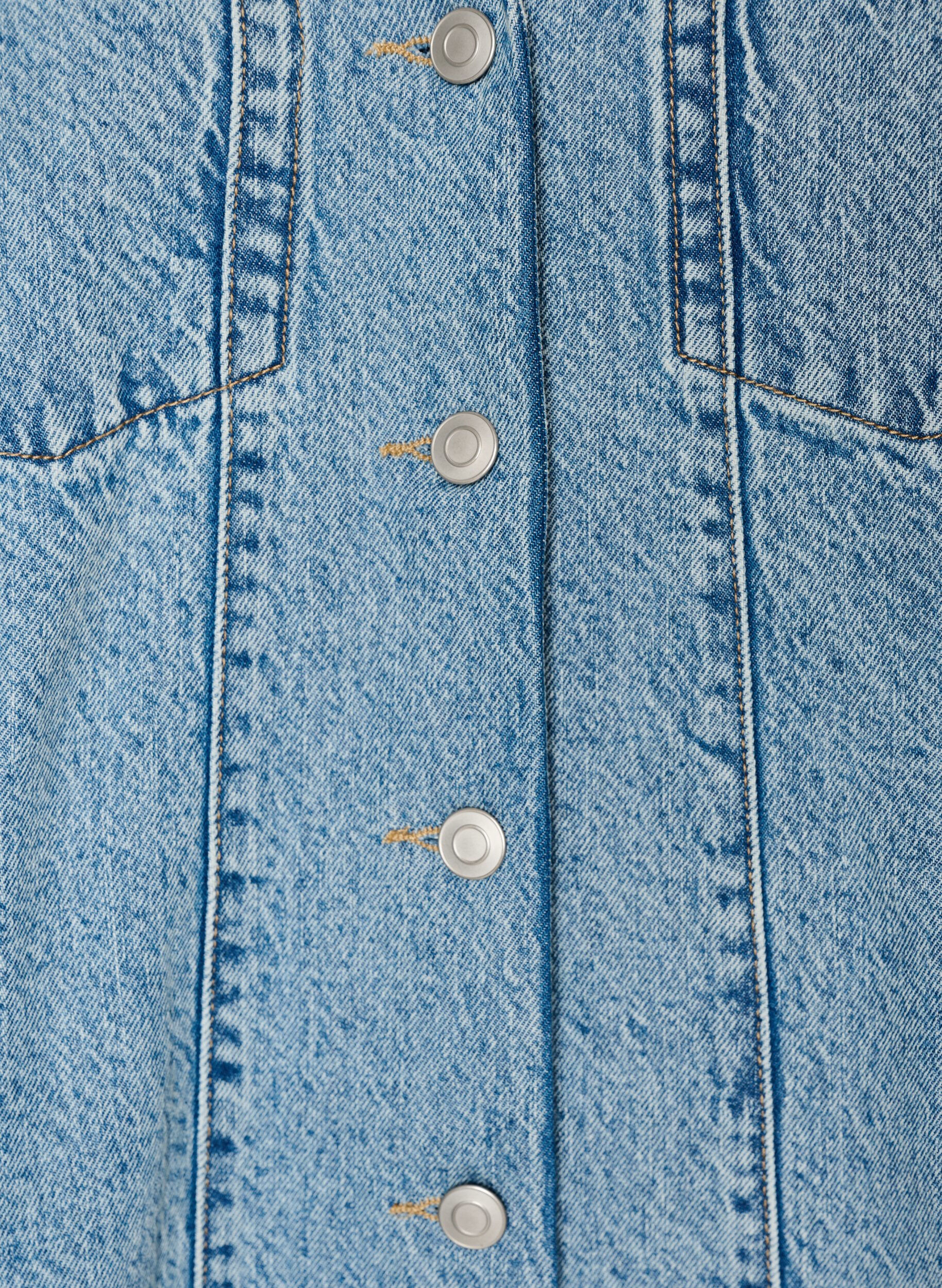 ZizziRobe en jean sans manches avec fermeture boutonn&eacute;e et fentes, Bleu Clair, Packshot image number 2