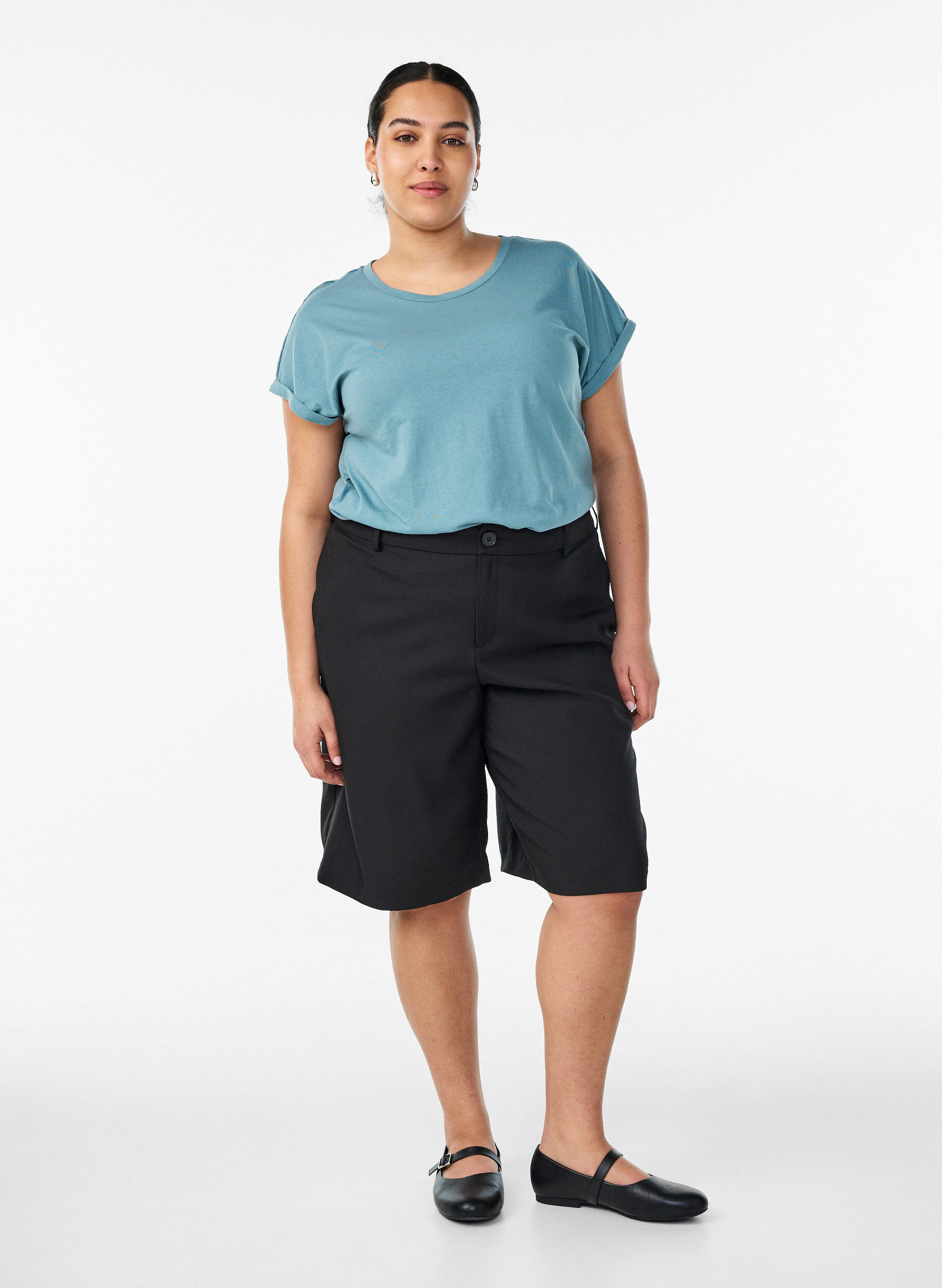 ZizziT-shirt &agrave; manches courtes en coton m&eacute;lang&eacute;, Bleu, Model image number 1