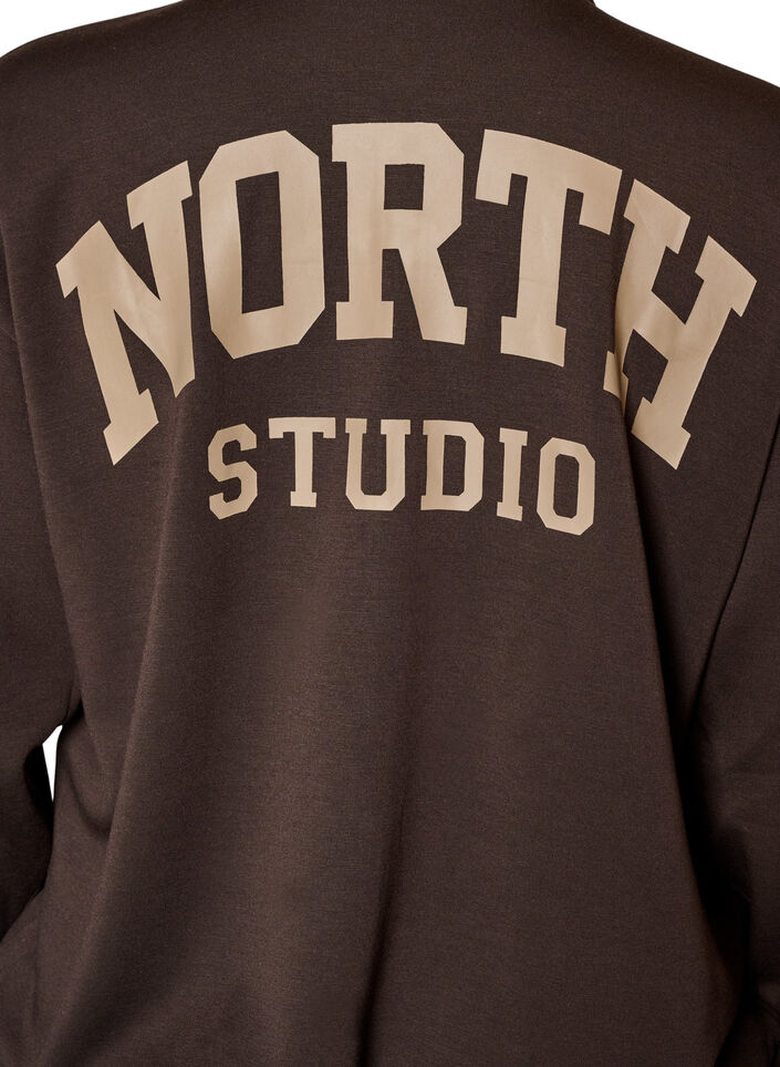 Cardigan bomber sportif avec zip et col montant, Marron, Packshot image number 4