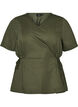Blouse en m&eacute;lange de coton avec un col en V et un lien &agrave; nouer, Vert, Packshot image number 0