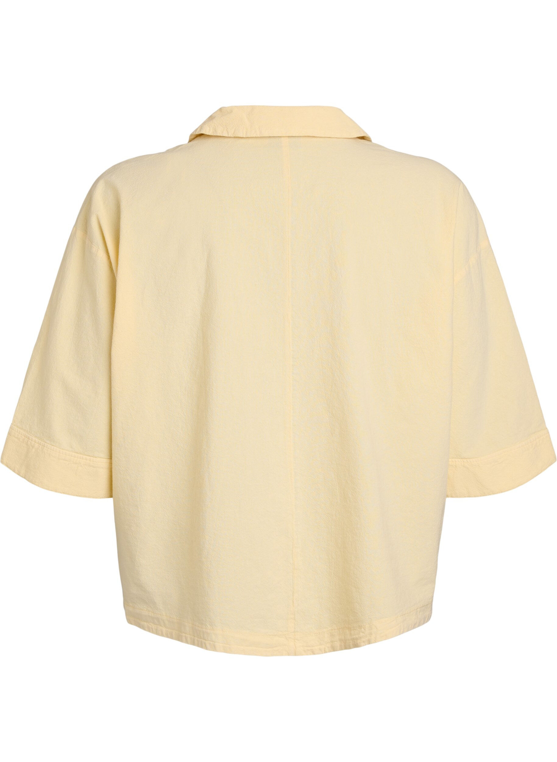 Zizzi Blouse ample avec col et manches 1/2, Jaune clair, Packshot image number 1