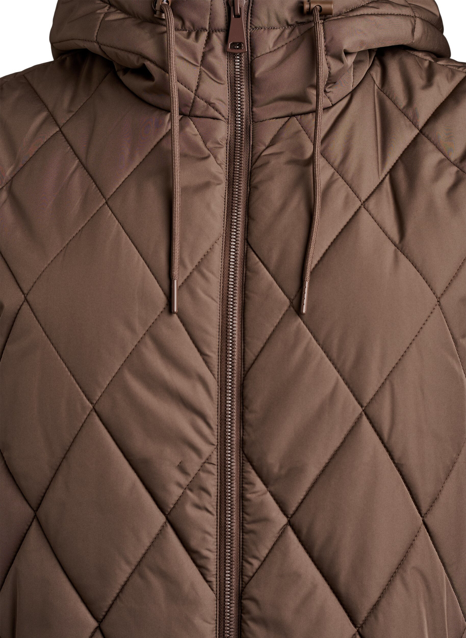 ZizziGilet matelass&eacute; mi-long &agrave; capuche, Marron, Packshot image number 2