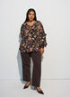 Blouse avec imprim&eacute; floral et volants, Noir, Model image number 1