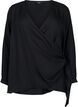 Blouse à manches longues en viscose avec un aspect enveloppant, Black, Packshot image number 0