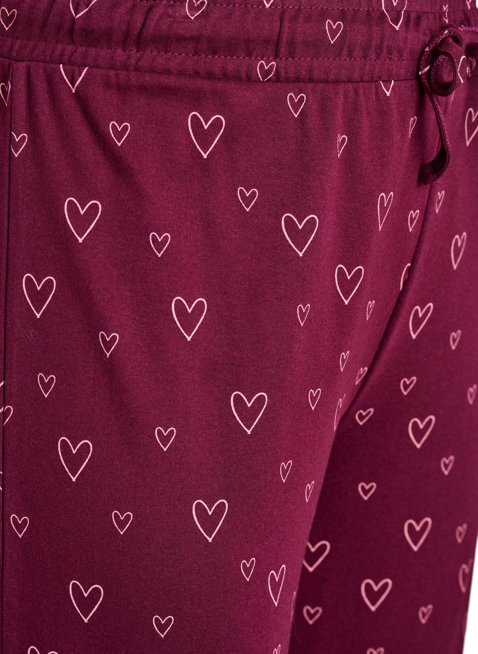 ZizziPantalon de pyjama taille haute en coton, Bordeaux, Packshot image number 2