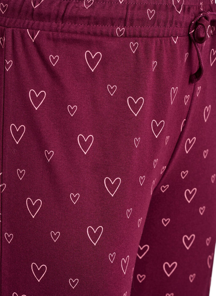 Pantalon de pyjama taille haute en coton, Bordeaux, Packshot image number 2