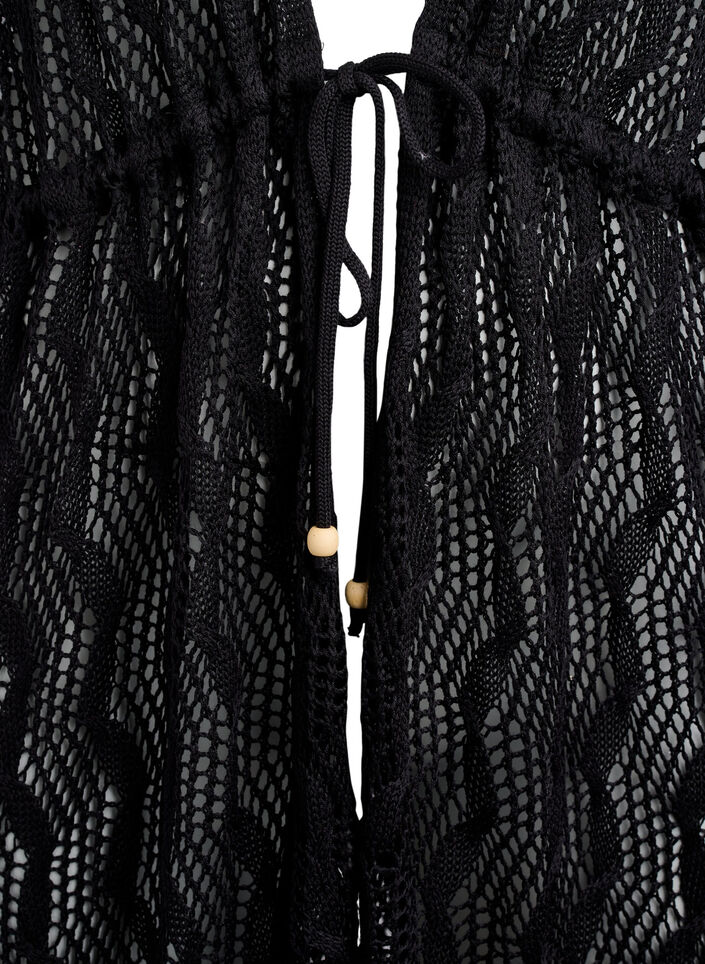 Kimono de plage avec ceinture à nœud, Noir, Packshot image number 2