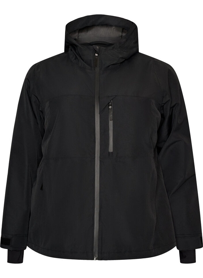 Veste de ski avec capuche et poches zipp&eacute;es, Noir, Packshot image number 0