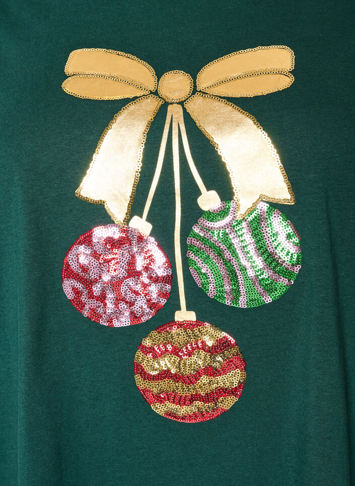 T-shirt de No&euml;l en coton bio, Vert fonc&eacute;, Packshot image number 2