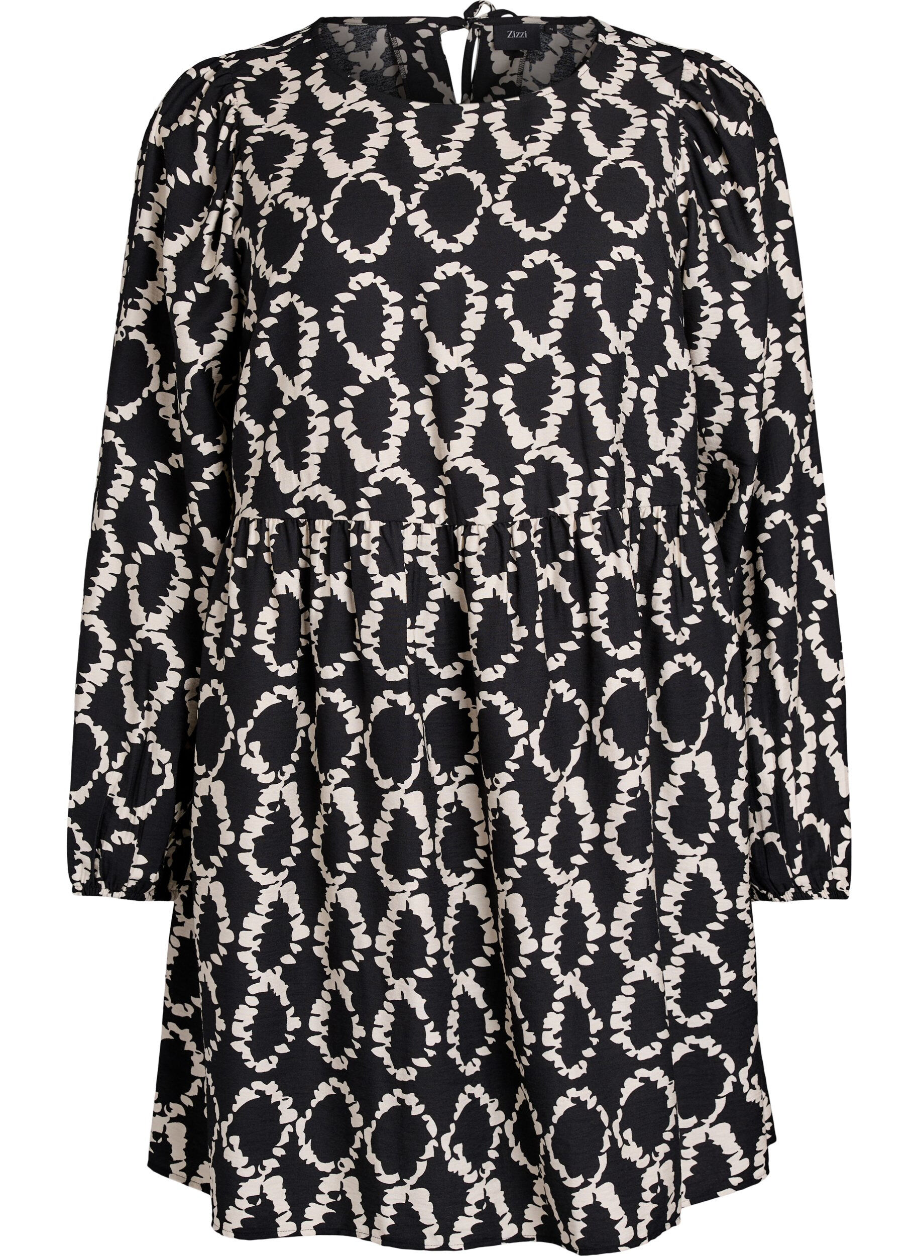 Robe &agrave; manches longues avec imprim&eacute; et n&oelig;uds